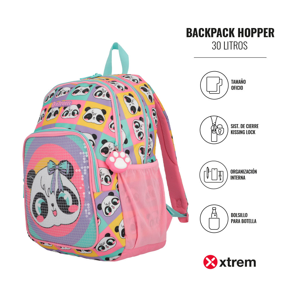 Mochila feminina infantil Hopper Panda Colorida