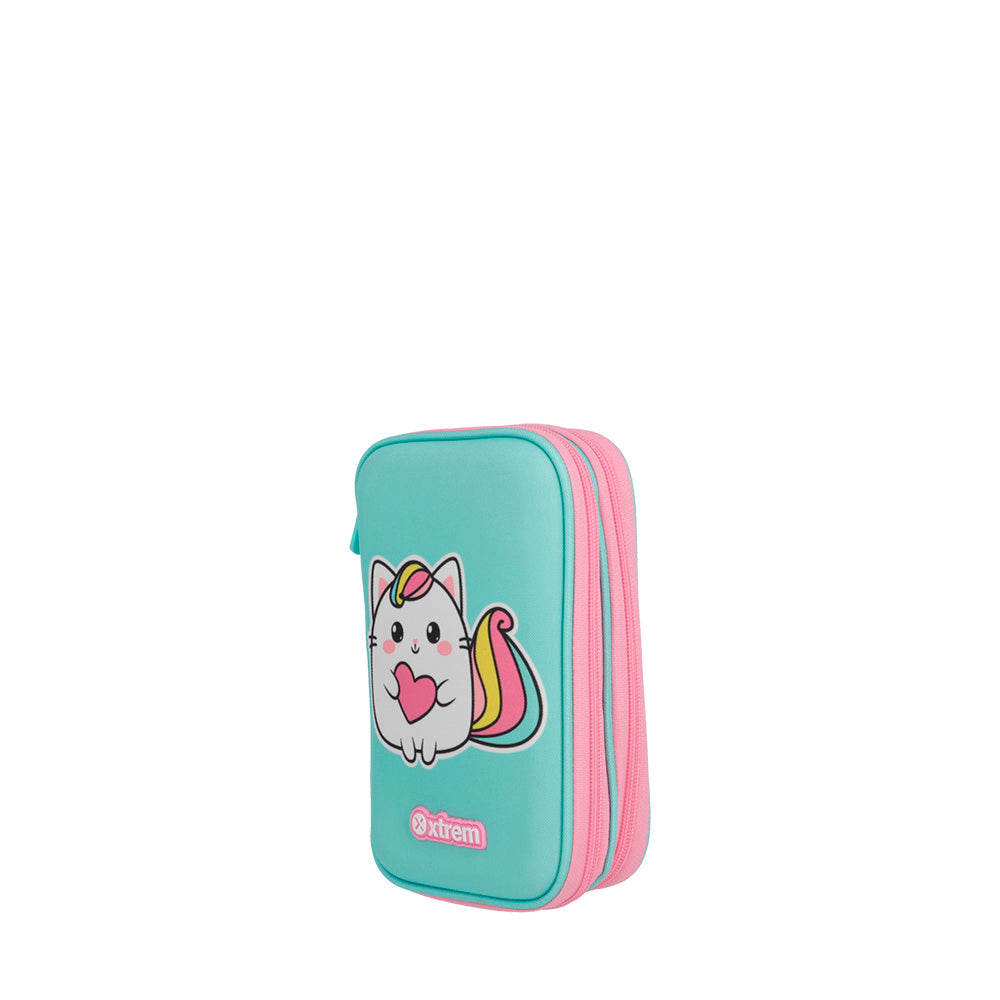 Estojo infantil feminino Tucson Gato Verde Água