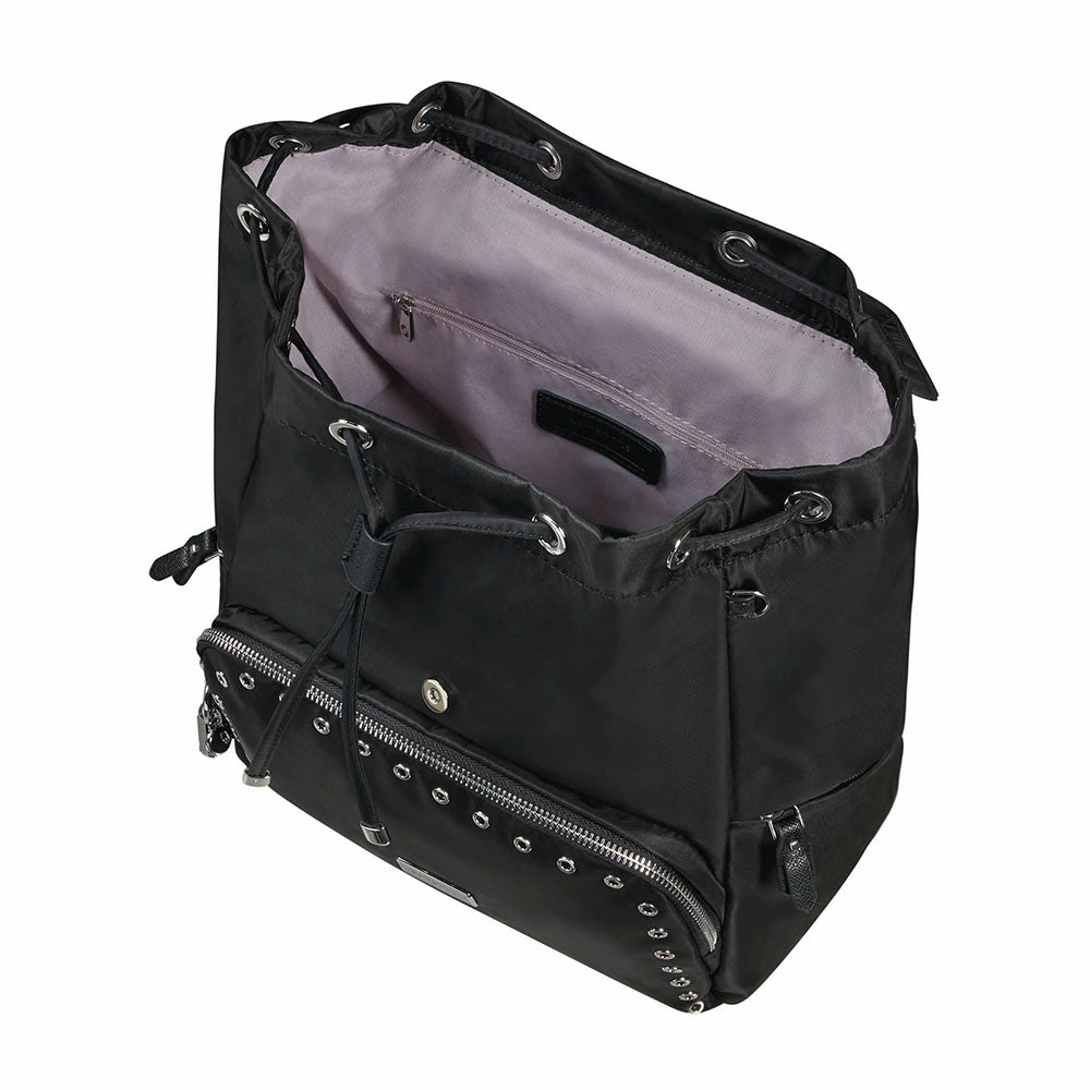Mochila Samsonite Casual Karissa 2.0 com 3 bolsos e 1 fivela e Ilhós Preto