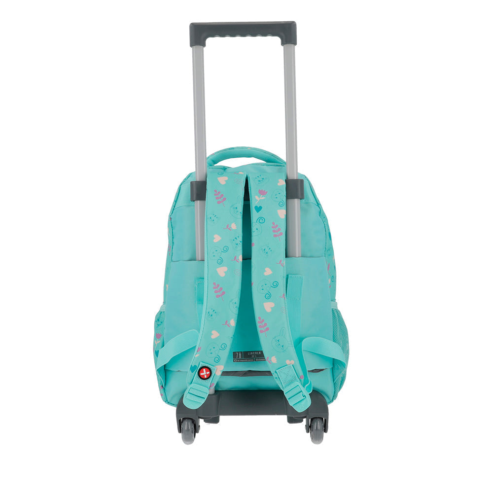 Mochila de Rodinha feminina infantil Lincoln verde água