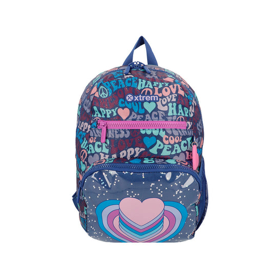 Mochila feminina infantil Bolt Coração Azul