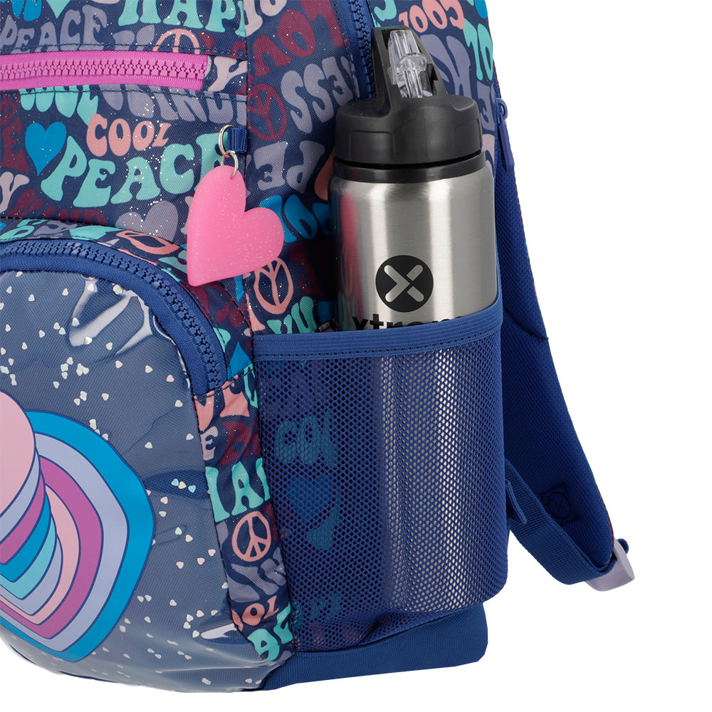 Mochila feminina infantil Bolt Coração Azul