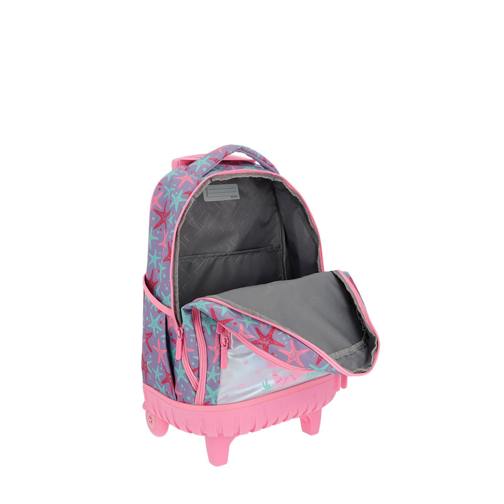 Mochila de Rodinha feminina infantil Cross Rosa e Lilás