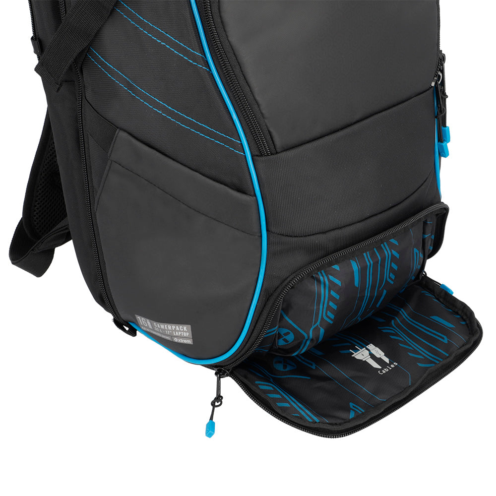 Mochila para Notebook 17" masculina Gamerpack Preta e Azul