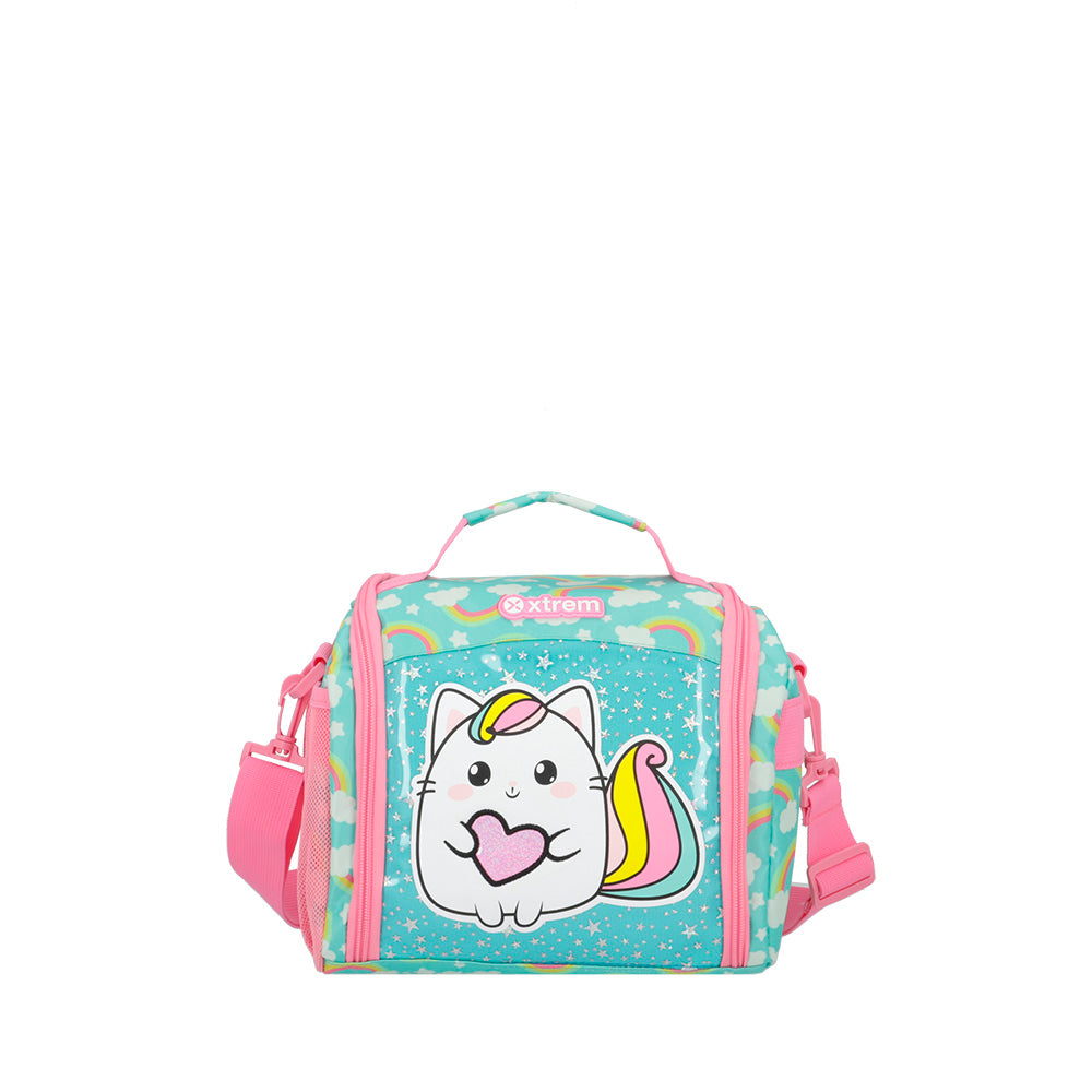 Lancheira Infantil feminina Térmica New Break Gato Verde Água