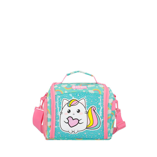 Lancheira Infantil feminina Térmica New Break Gato Verde Água
