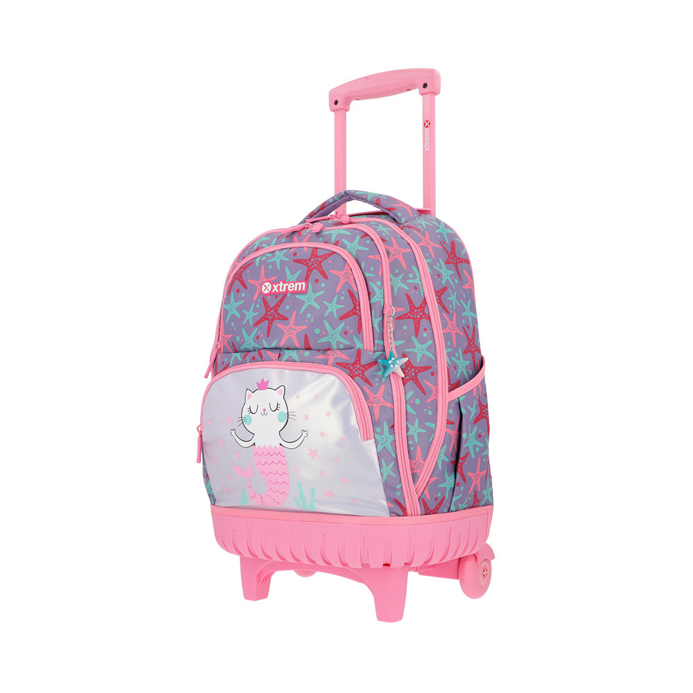 Mochila de Rodinha feminina infantil Cross Rosa e Lilás