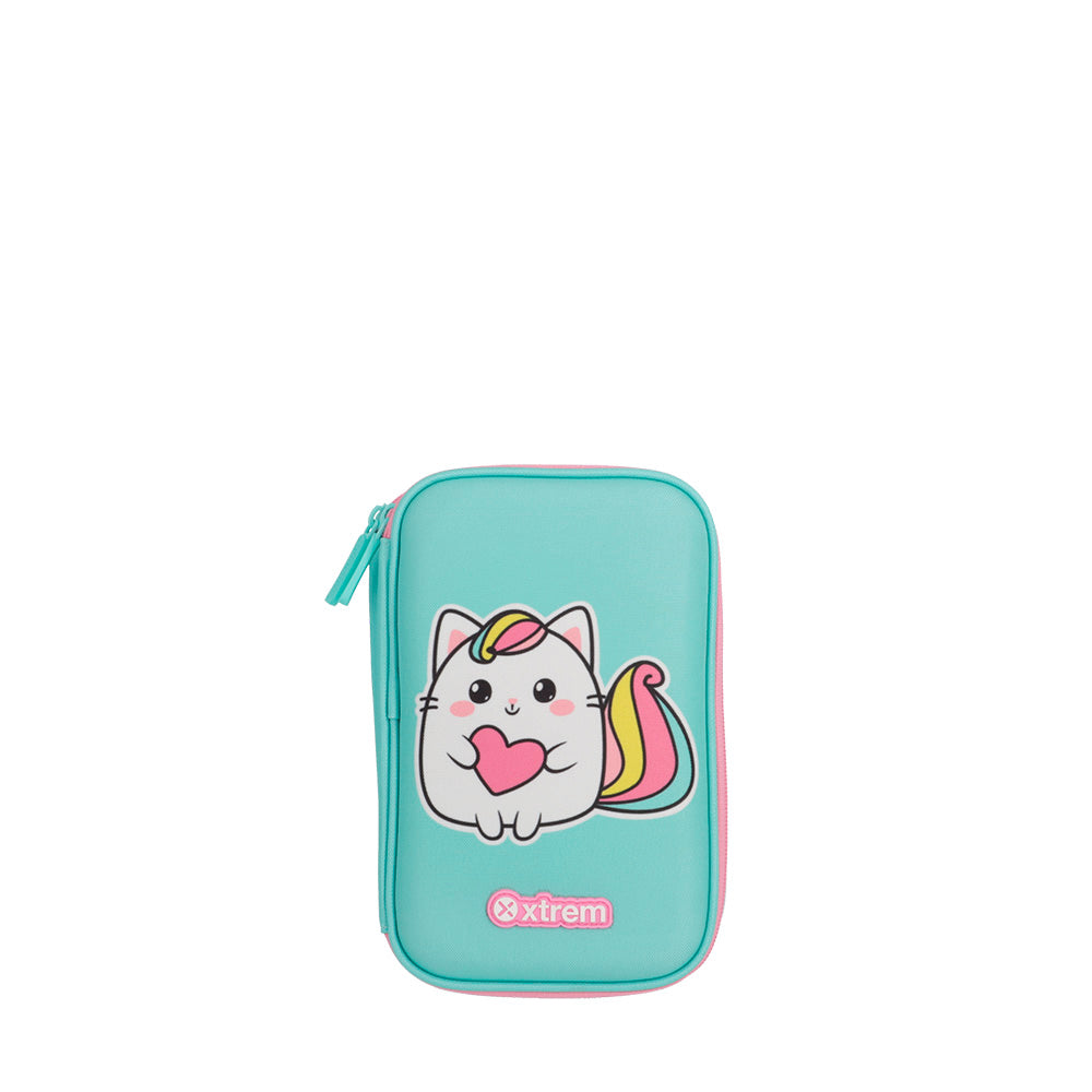 Estojo infantil feminino Tucson Gato Verde Água