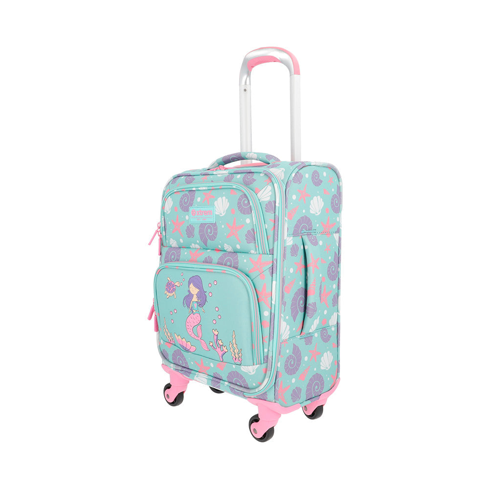 Conjunto Escolar Mochila de Rodinha feminina infantil Speedy Pack Sereia Verde Água