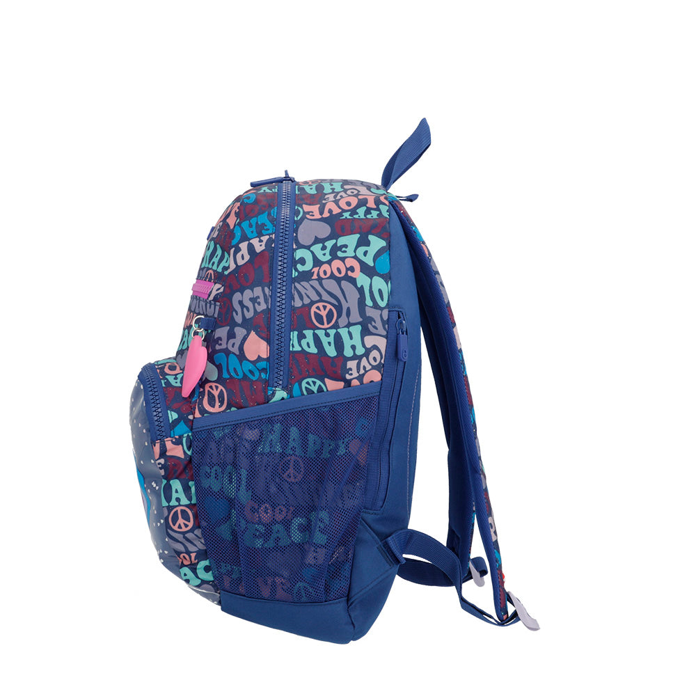 Mochila feminina infantil Bolt Coração Azul