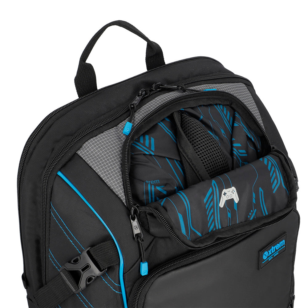 Mochila para Notebook 17" masculina Gamerpack Preta e Azul