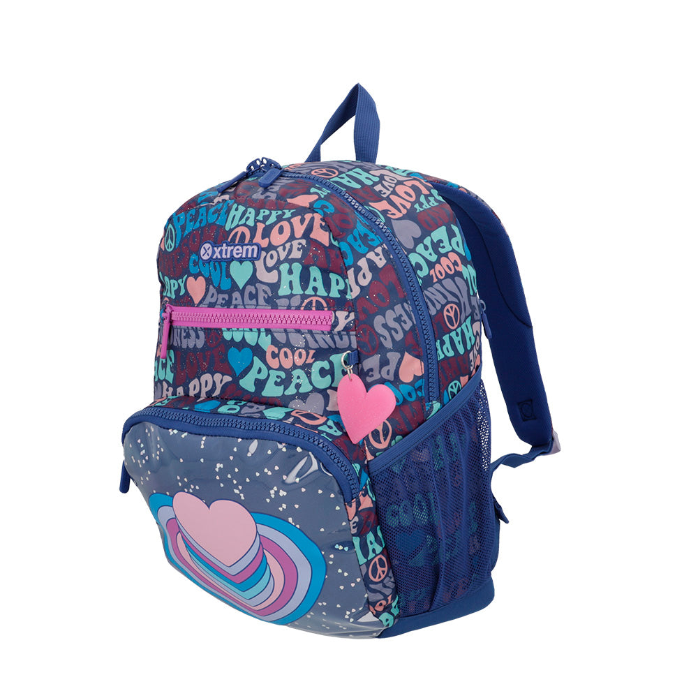 Mochila feminina infantil Bolt Coração Azul