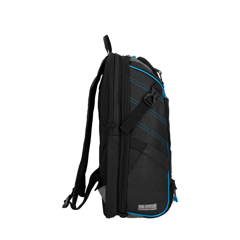 Mochila para Notebook 17" masculina Gamerpack Preta e Azul