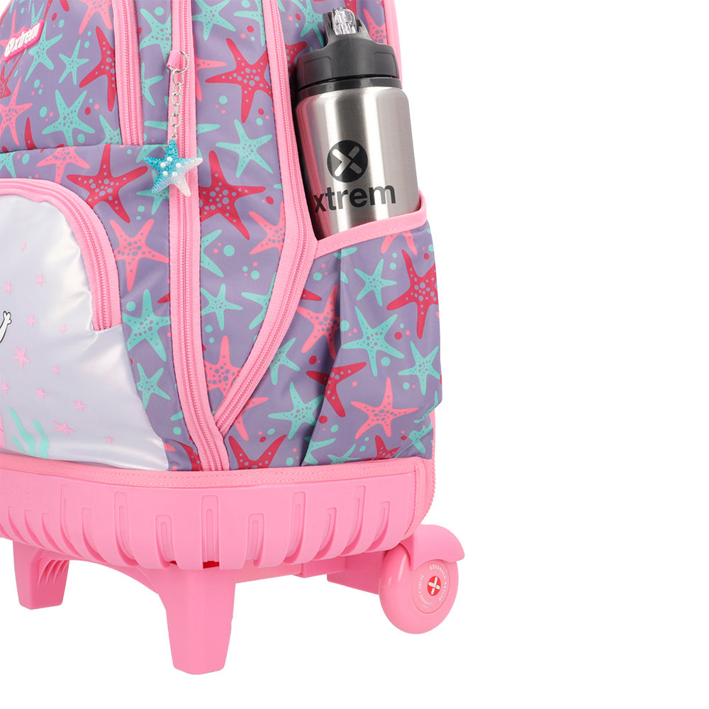 Mochila de Rodinha feminina infantil Cross Rosa e Lilás
