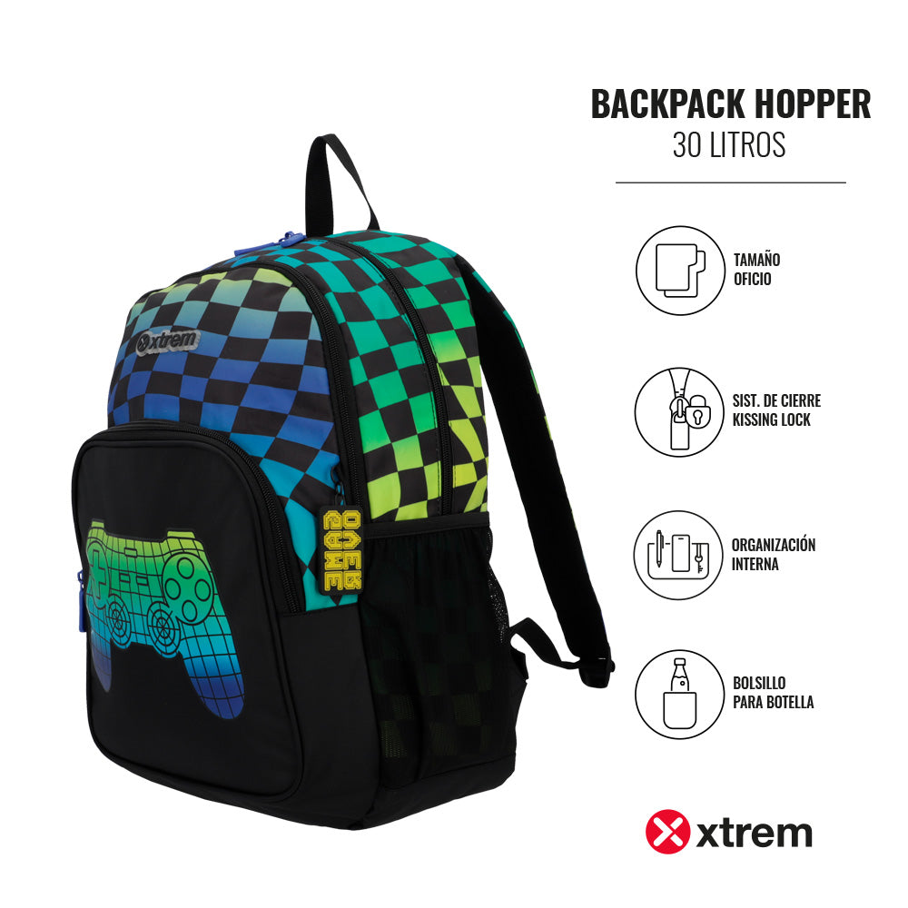 Mochila masculina infantil Hopper Gamer Preta