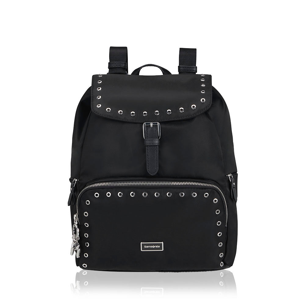 Mochila Samsonite Casual Karissa 2.0 com 3 bolsos e 1 fivela e Ilhós Preto