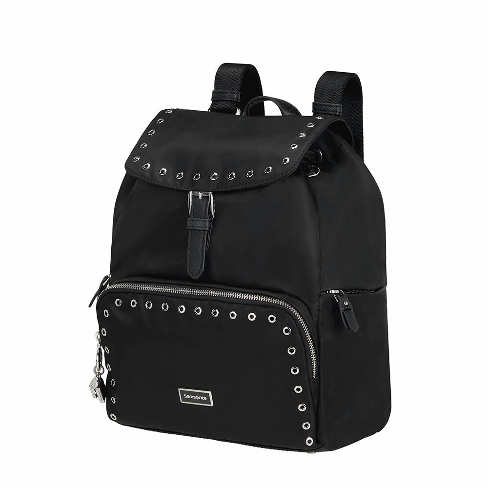 Mochila Samsonite Casual Karissa 2.0 com 3 bolsos e 1 fivela e Ilhós Preto